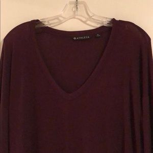 Athleta Plum long-sleeve V-neck super soft shirt. Medium